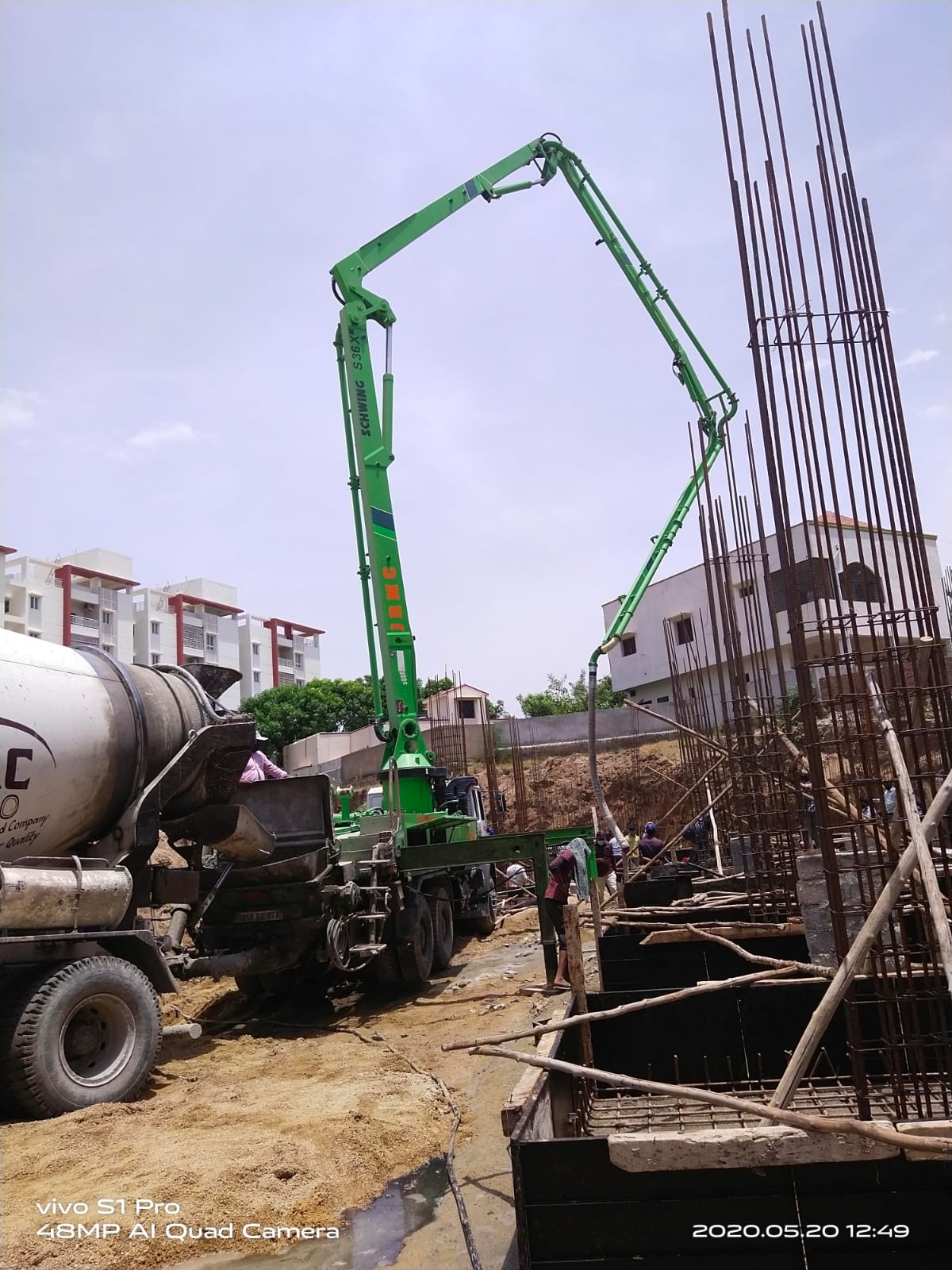 Jaidhar Schwing S36X Boom Pump in action at a Hyderabad construction site